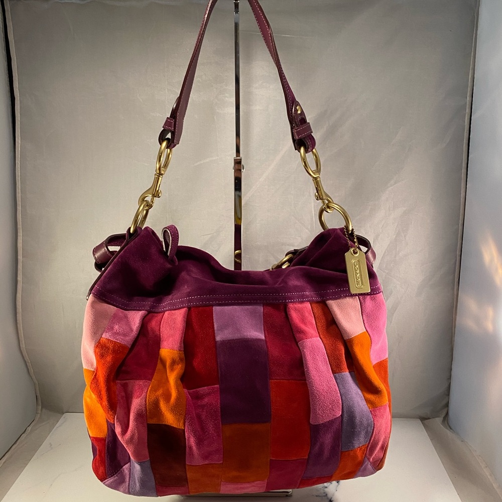 Coach Plum Mosaic Suede Multicolor Bag (Rare)